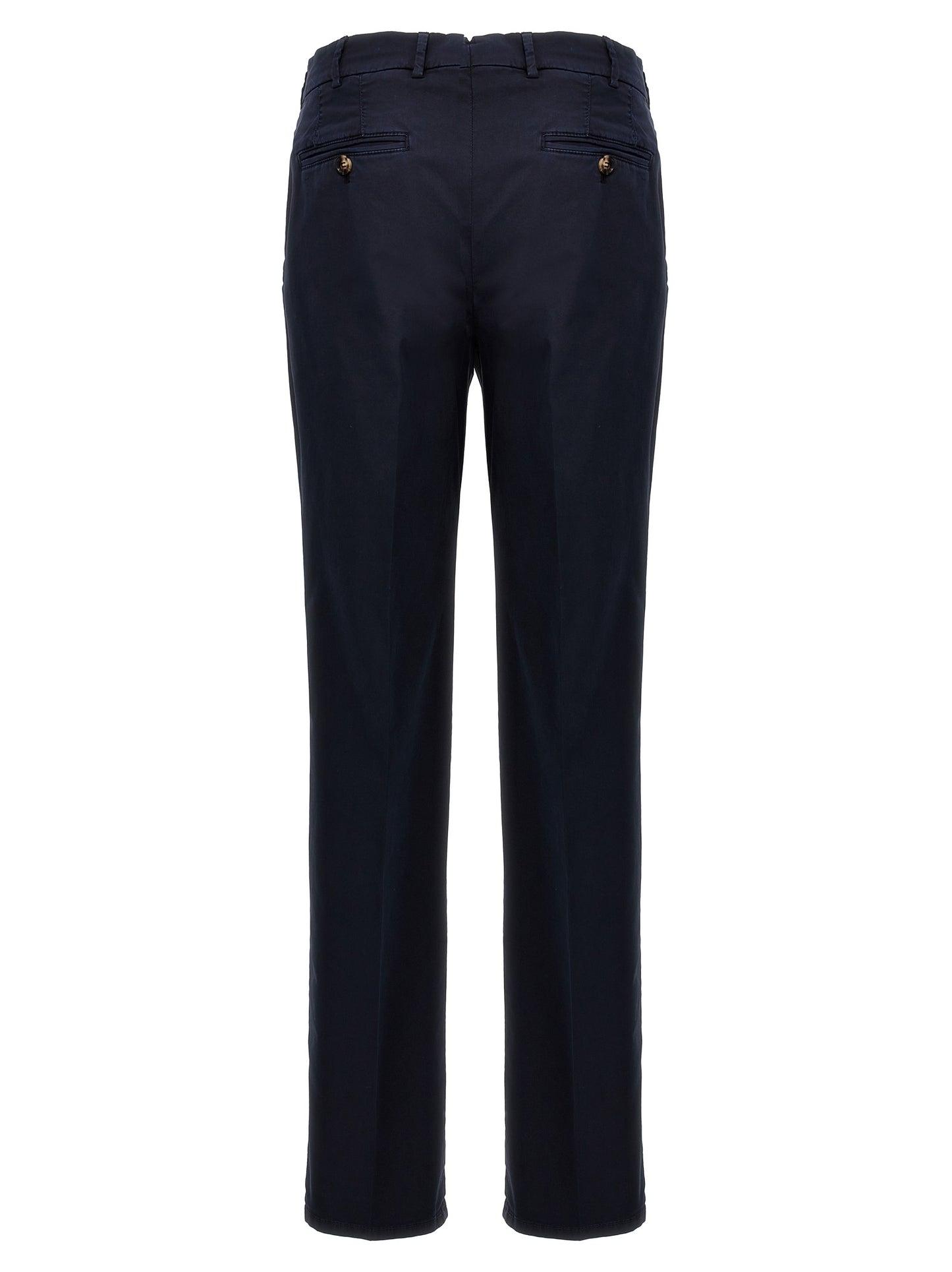 Casual Pants by Brunello Cucinelli for men in stretch cotton blue presents a tailored silhouette, showcasing a tailored and long cut with a refined for a truly tailored aesthetic.