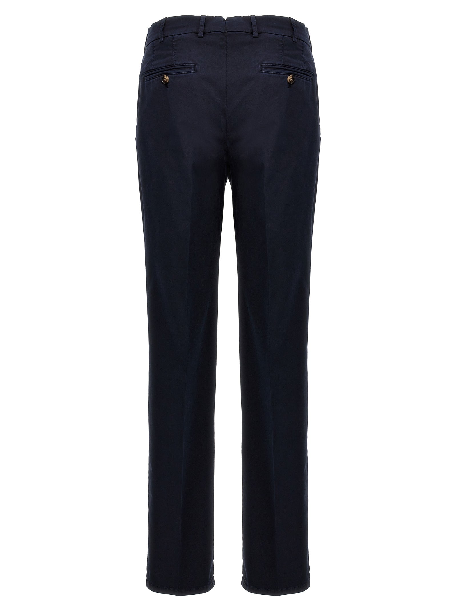 Casual Pants by Brunello Cucinelli for men in stretch cotton blue presents a tailored silhouette, showcasing a tailored and long cut with a refined for a truly tailored aesthetic.