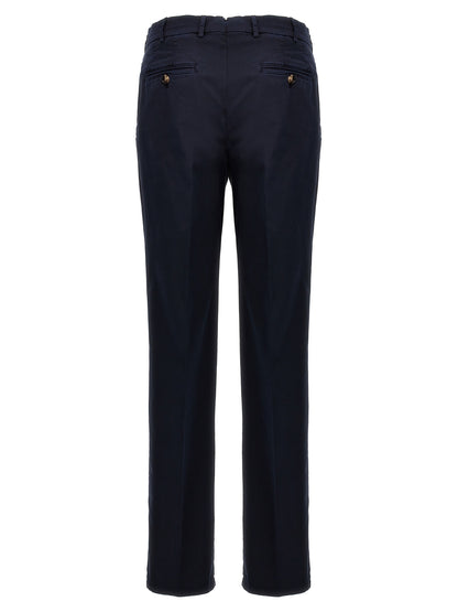Casual Pants by Brunello Cucinelli for men in stretch cotton blue presents a tailored silhouette, showcasing a tailored and long cut with a refined for a truly tailored aesthetic.