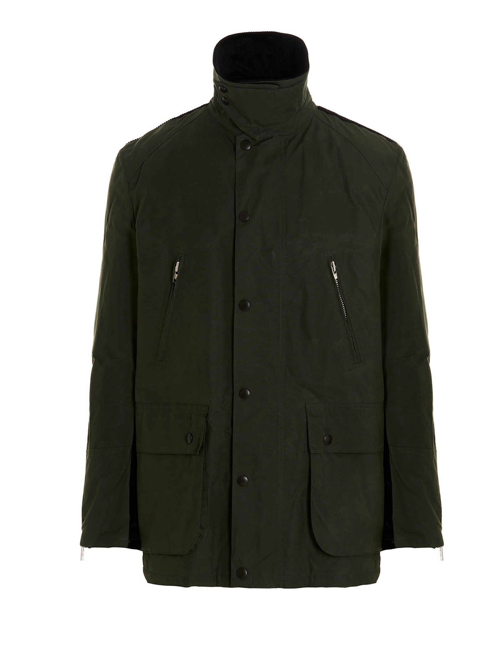 Overcoat by Department 5 for men in cotton corduroy bicolour & green features an voluminous silhouette, showcasing distinct pockets and a voluminous for a truly voluminous aesthetic.
