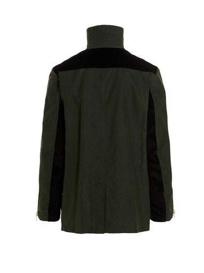 Overcoat by Department 5 for men in cotton corduroy bicolour & green showcases a architectural silhouette, artfully detailed with a distinctive and functional pockets for a architectural finish.
