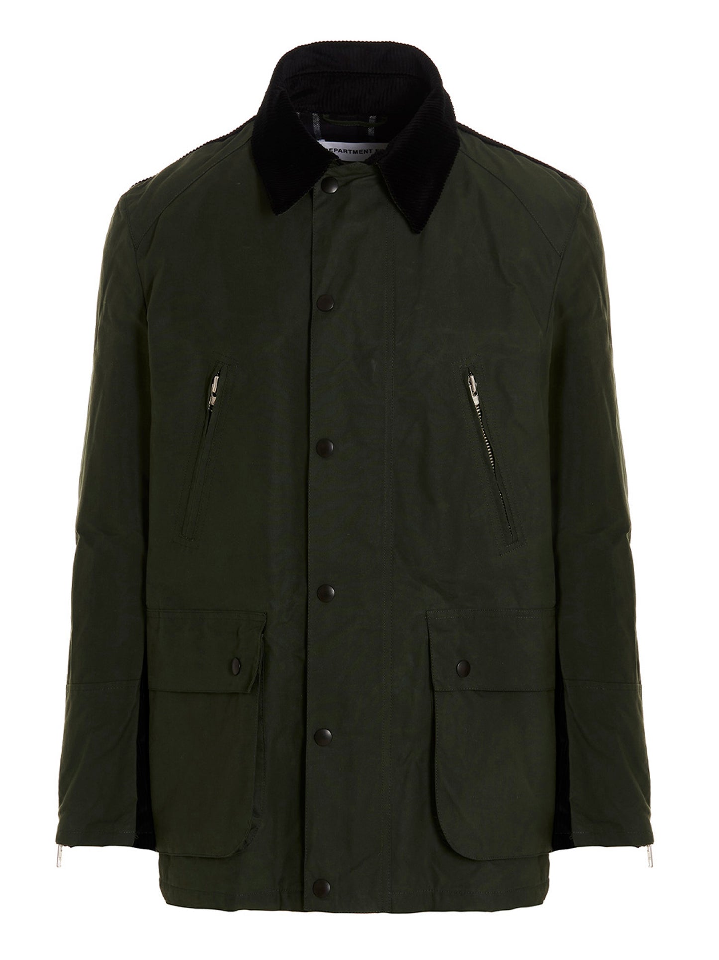Overcoat by Department 5 for men in cotton corduroy bicolour & green features a contemporary silhouette showcasing a contemporary and refined pockets for a sophisticated finish.