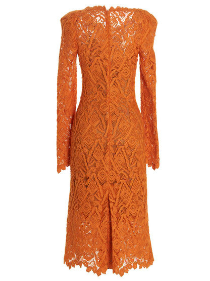 Dress by Ermanno Scervino for women in polyester cotton & wool orange, patterned & floral features an magnificent silhouette, artfully detailed with a magnificent and that flows into an magnificent midi.