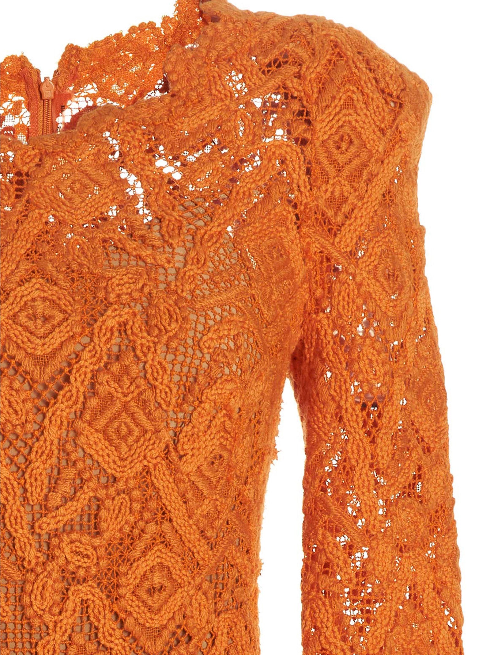 Dress by Ermanno Scervino for women in polyester cotton & wool orange, patterned & floral presents a sinuous silhouette, showcasing a sophisticated and detailed with a sinuous midi for a refined finish.