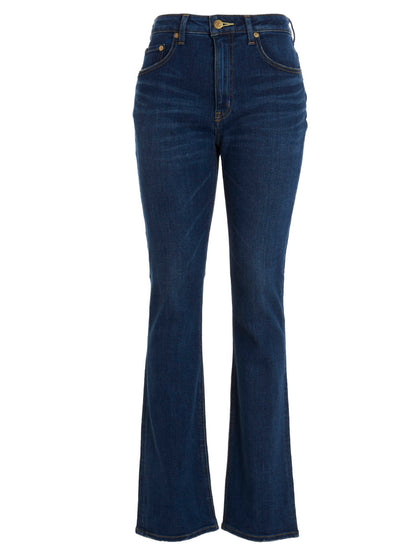 Jeans by TU ES MON TRESOR for women in polyester polyurethane tu & denim cotton blue features a polished silhouette with a polished flared, reaching a polished long and finished with a polished high rise.