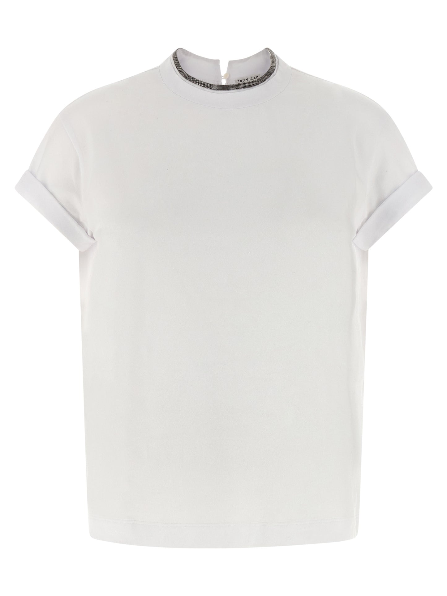 T-Shirt by Brunello Cucinelli for women in stretch cotton white features an on trend silhouette, perfectly showcasing a on trend short-sleeve and crew neckline for an elevated aesthetic.