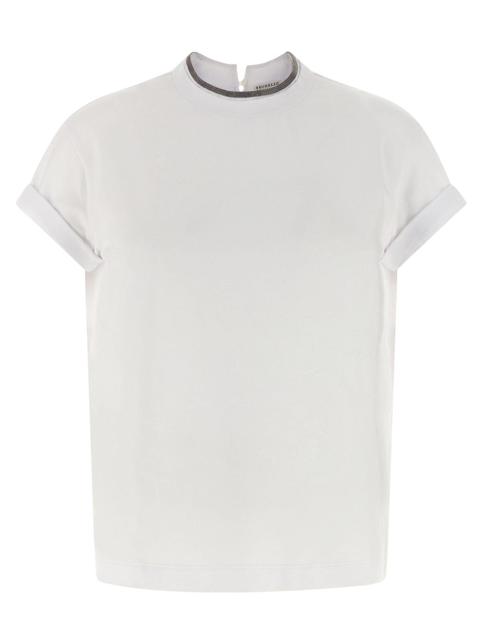 T-Shirt by Brunello Cucinelli for women in stretch cotton white features an on trend silhouette, perfectly showcasing a on trend short-sleeve and crew neckline for an elevated aesthetic.