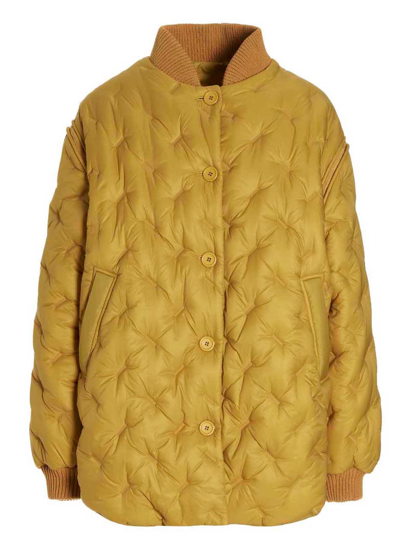 Bomber Jacket by SHERPA for women in polamide sherpa bicolour & yellow presents a effortlessly chic silhouette, showcasing a sophisticated and premium pockets & insulated for a truly effortlessly chic finish.