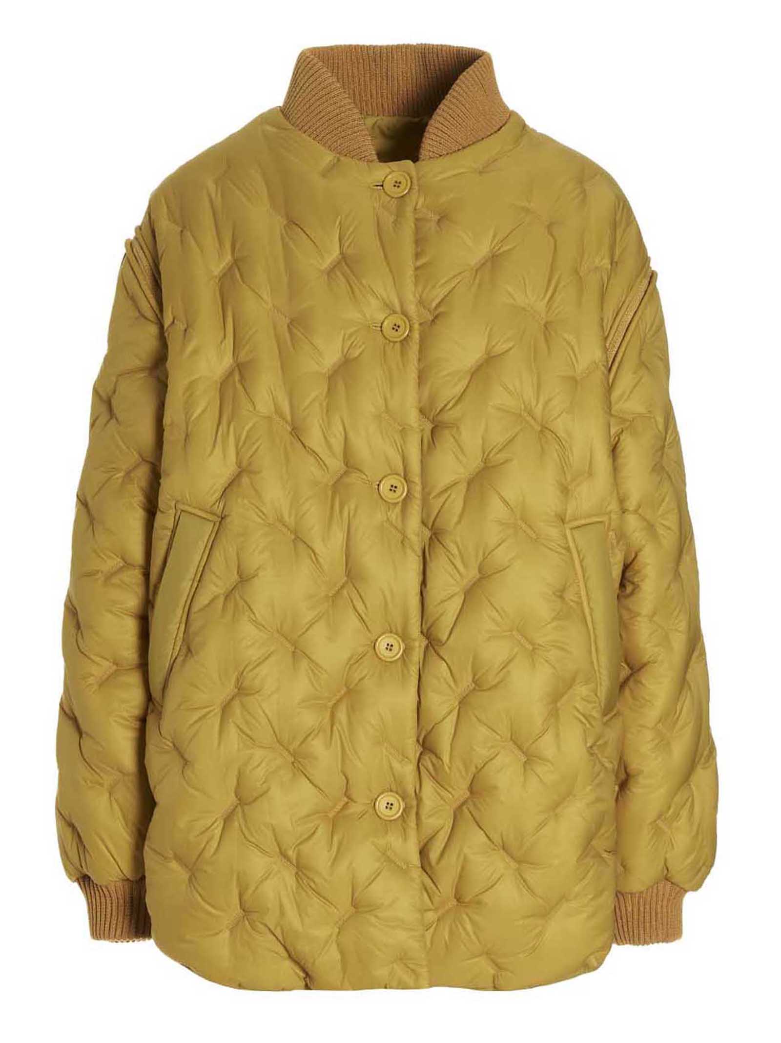 Bomber Jacket by SHERPA for women in polamide sherpa bicolour & yellow presents a effortlessly chic silhouette, showcasing a sophisticated and premium pockets & insulated for a truly effortlessly chic finish.