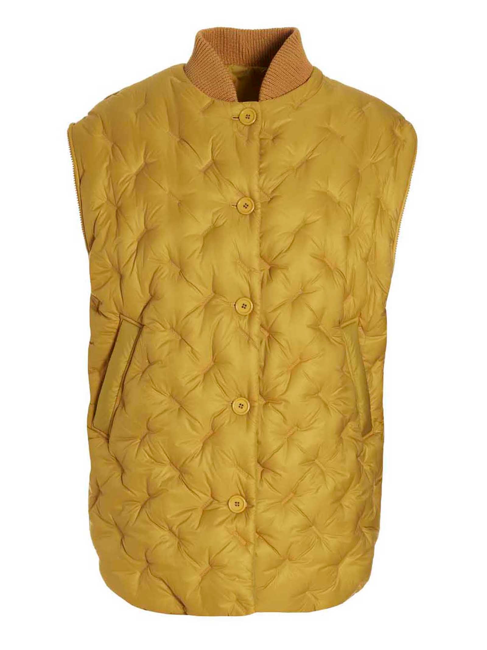 Bomber Jacket by SHERPA for women in polamide sherpa bicolour & yellow features a dramatic silhouette, showcasing a sophisticated and distinctive pockets & insulated for a dramatic aesthetic.