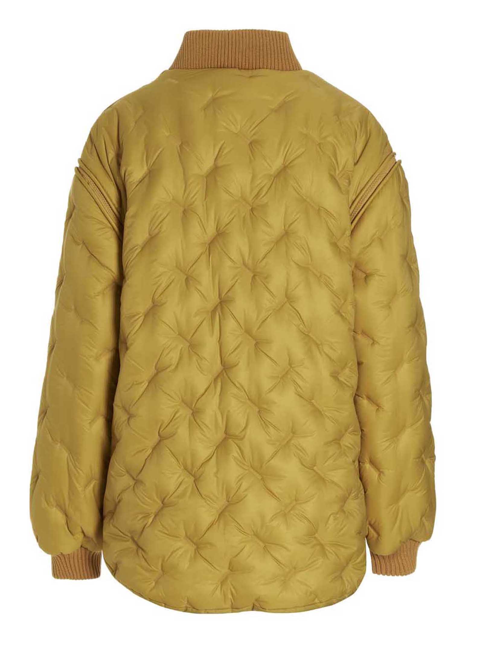 Bomber Jacket by SHERPA for women in polamide sherpa bicolour & yellow showcases a bohemian silhouette, artfully detailed with a bohemian and signature pockets & insulated for a truly bohemian finish.