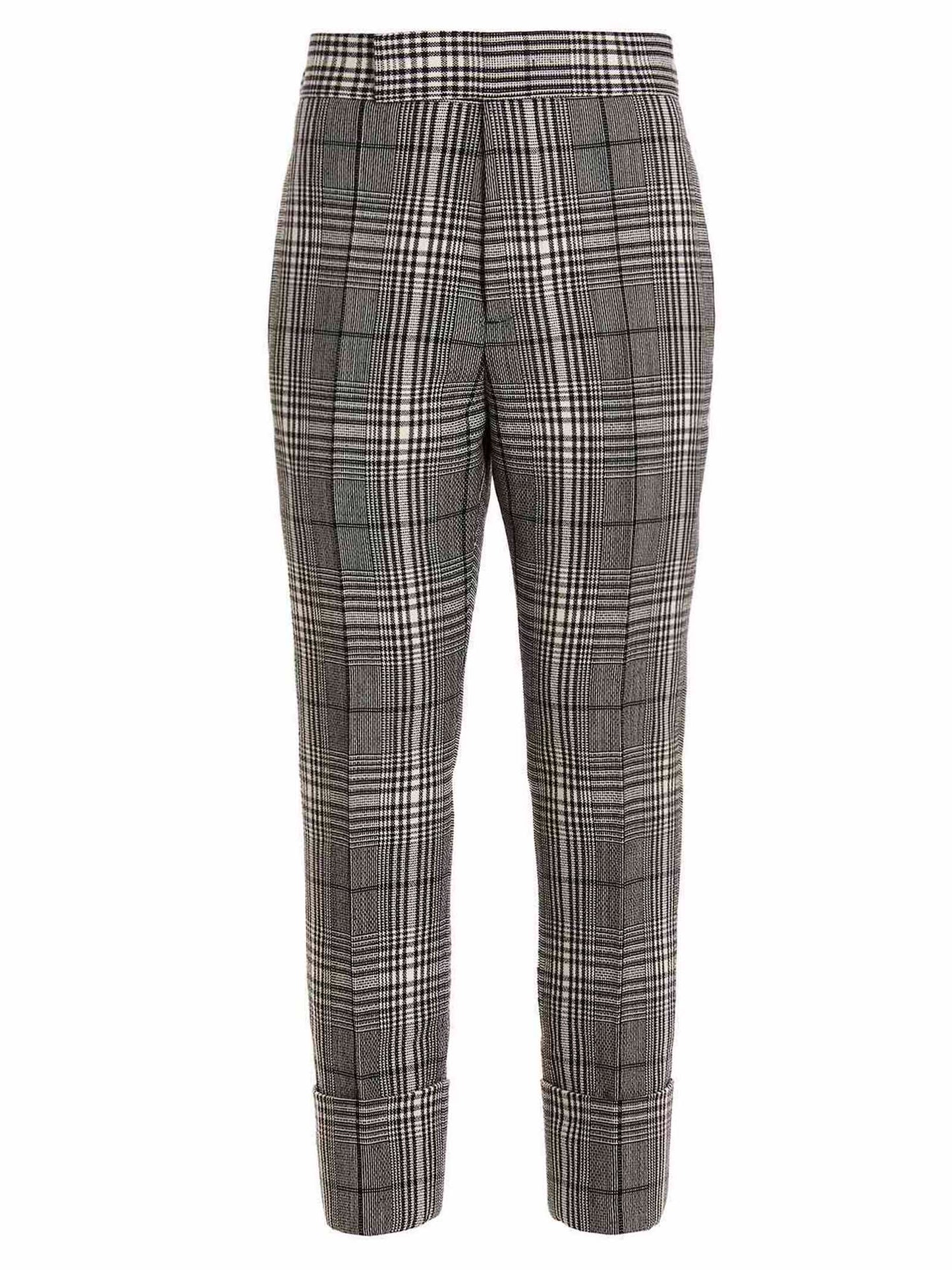 Trousers by SAPIO for women in wool bicolour, black, white & patterned features a sculptural silhouette, showcasing a sculptural straight-leg and long with a sophisticated for a sculptural finish.