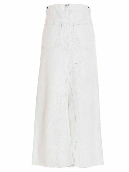 Skirt by Maison Margiela for women in denim cotton white features a sublime silhouette, showcasing the sublime design of the Women's Denim Cotton Mini Skirt in a sophisticated mini.