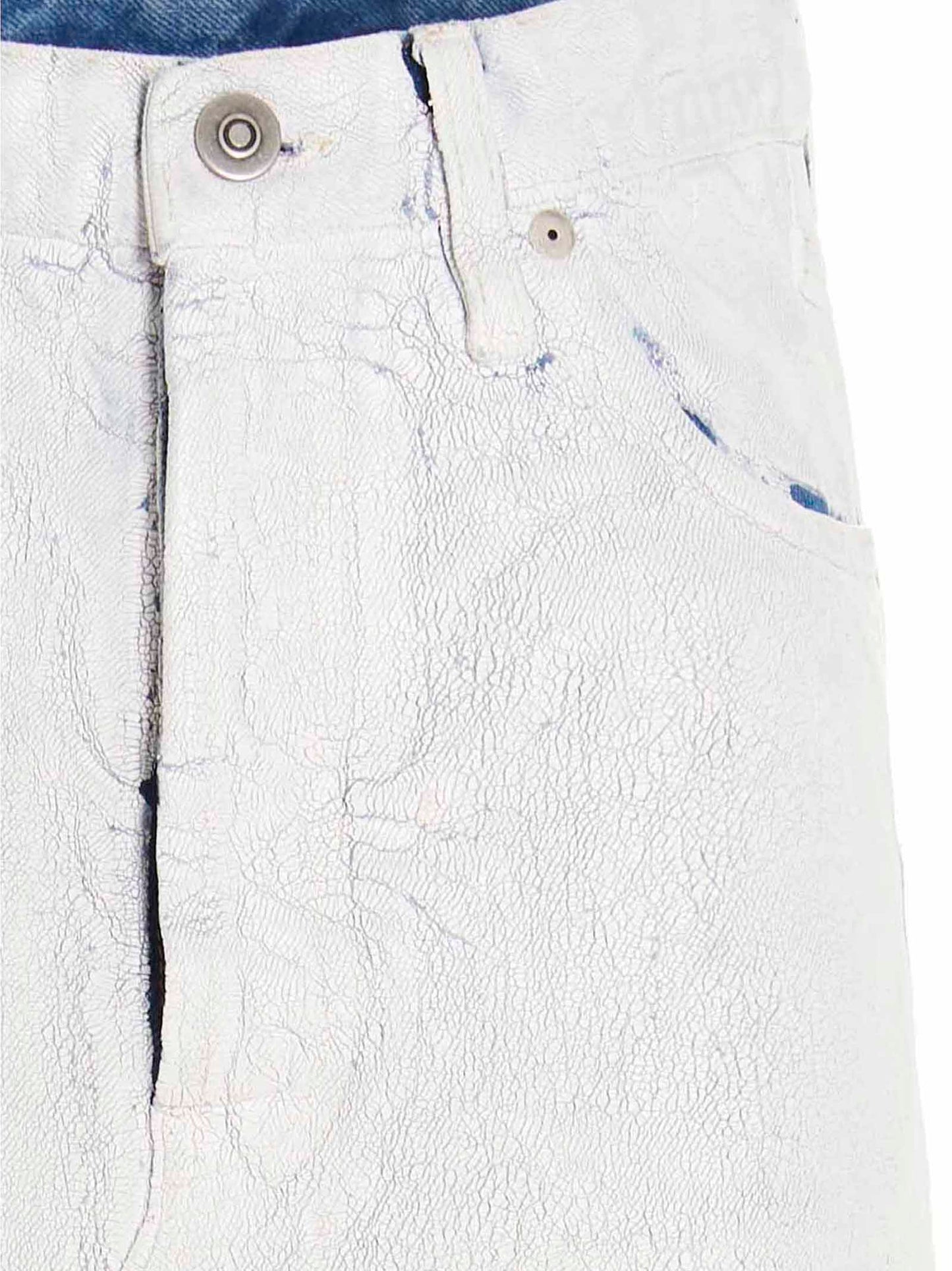 Skirt by Maison Margiela for women in denim cotton white features a contoured silhouette from the Women's Denim Cotton Mini Skirt collection, characterized by its contoured mini for a contoured finish.