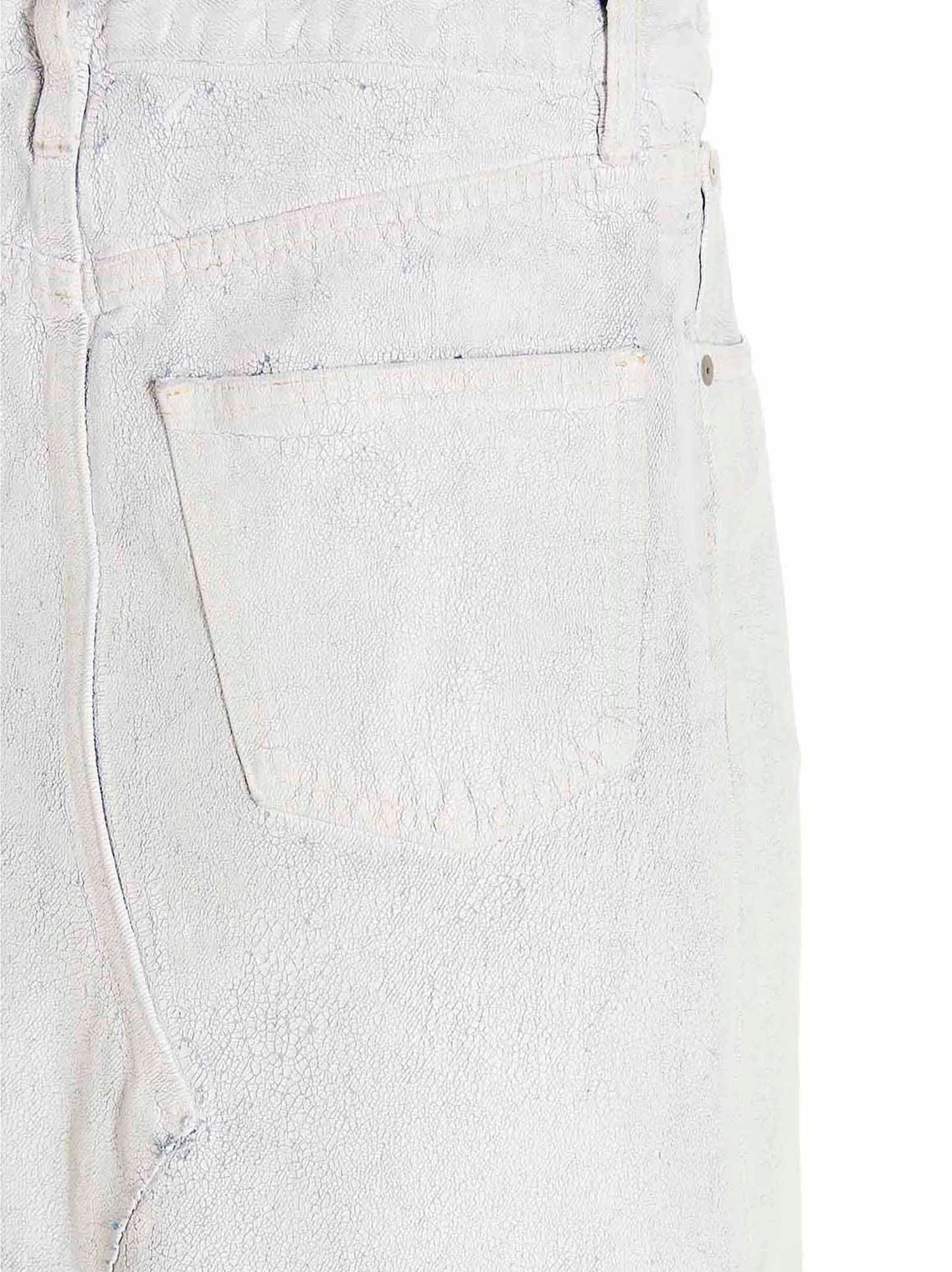 Skirt by Maison Margiela for women in denim cotton white showcases a dramatic silhouette, artfully capturing the essence of the Women's Denim Cotton Mini Skirt in a dramatic mini cut for a refined look.