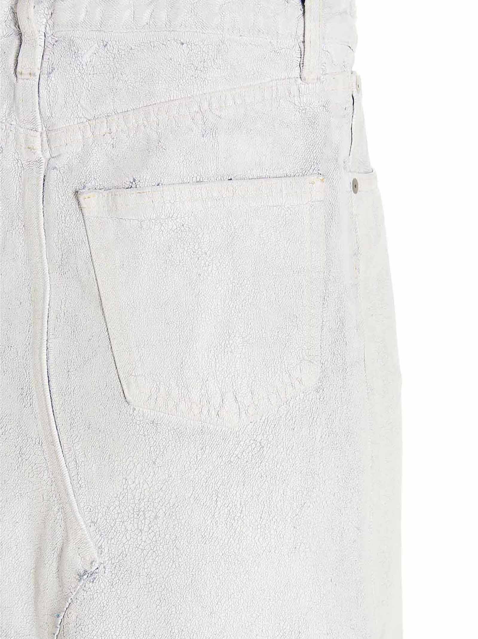 Skirt by Maison Margiela for women in denim cotton white showcases a dramatic silhouette, artfully capturing the essence of the Women's Denim Cotton Mini Skirt in a dramatic mini cut for a refined look.