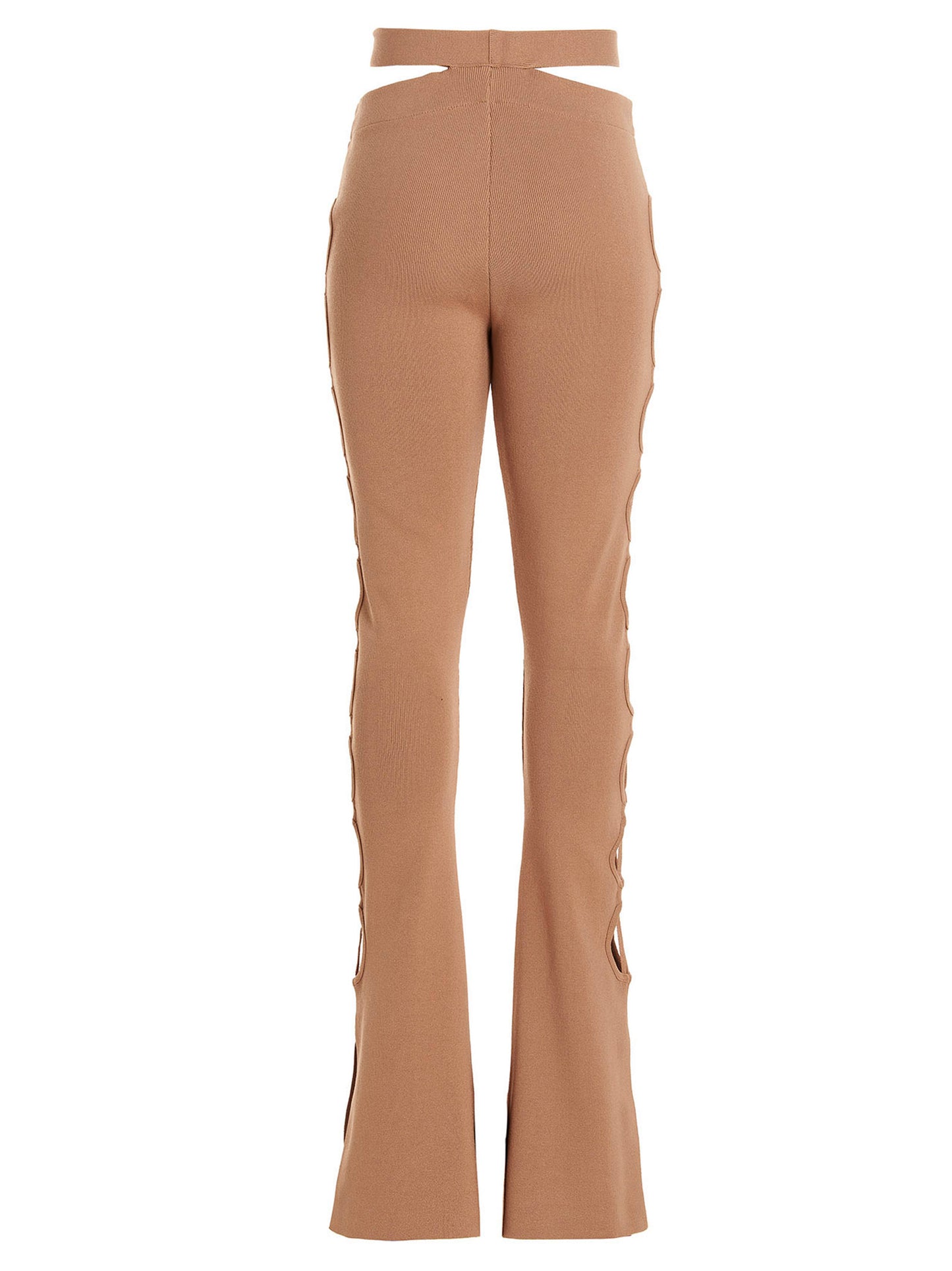 Trousers by ANDREĀDAMO for women in viscose polyester & polyamide beige presents a perennial silhouette, meticulously tailored with a flared cut, long finish, and an elegant .