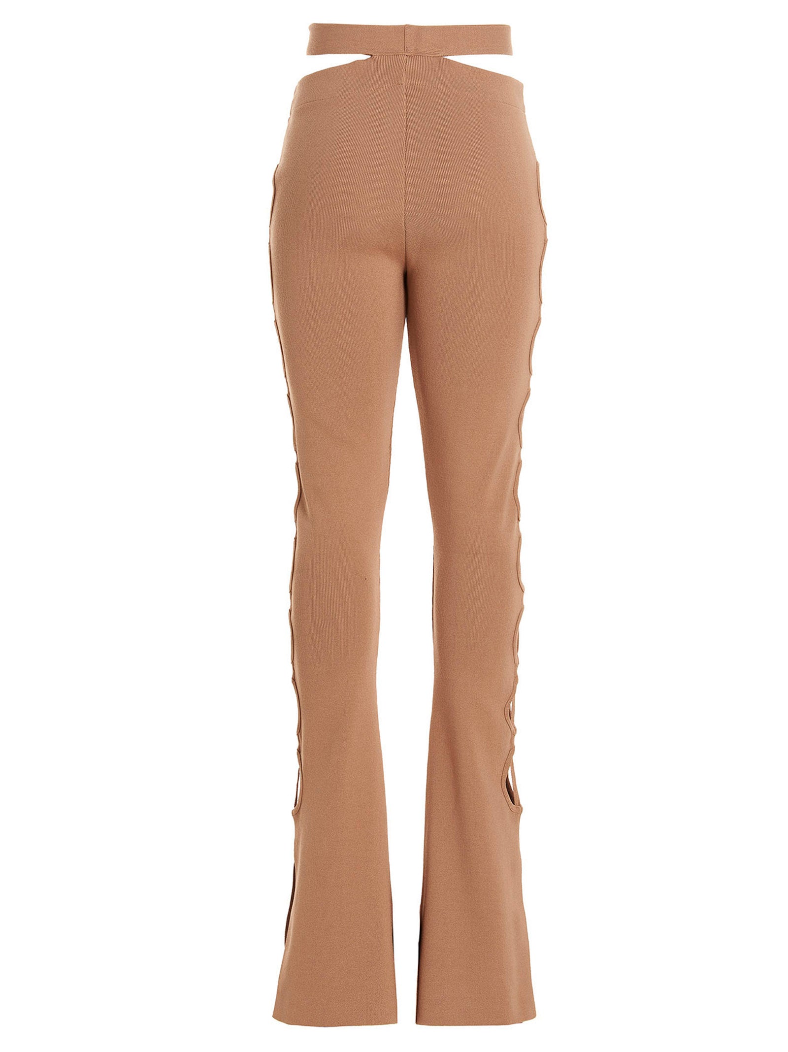 Trousers by ANDREĀDAMO for women in viscose polyester & polyamide beige presents a perennial silhouette, meticulously tailored with a flared cut, long finish, and an elegant .