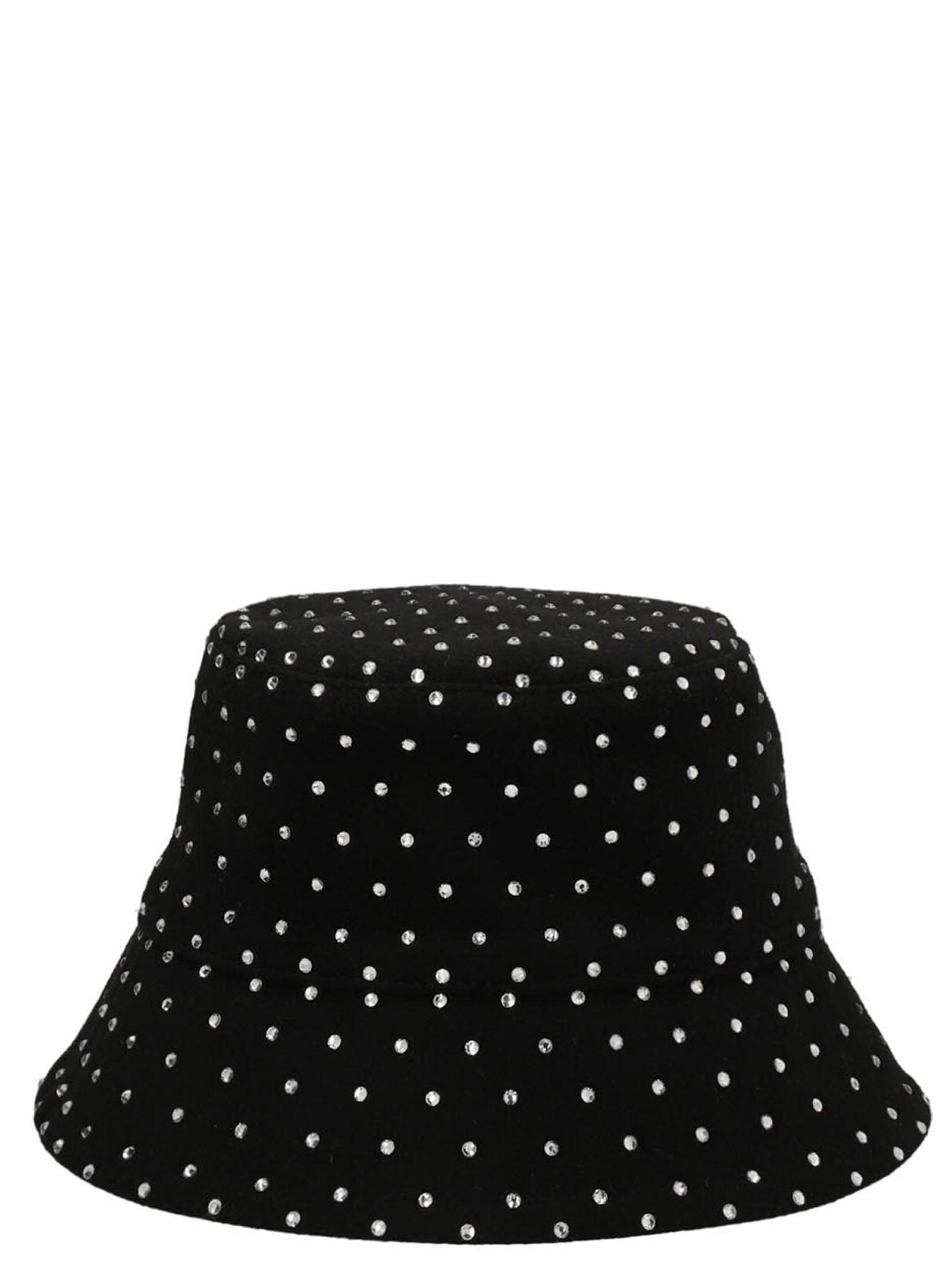 Bucket Hat by RUSLAN BAGINSKIY for women in wool & crystal black presents a architectural silhouette, showcasing the architectural Wool & Crystal Bucket Hat design with a refined, high-fashion finish.