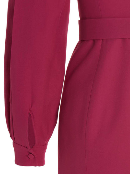 Dress by Giovanni Bedin for women in acetate & viscose fuchsia features an cute silhouette, detailed with a and that elegantly flows into a cute short mini.