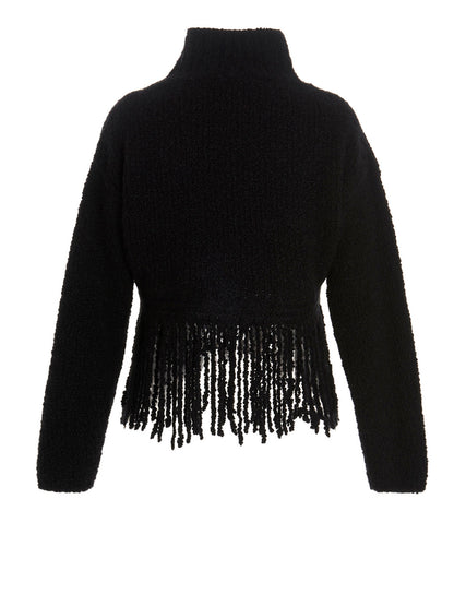 Cardigan by MIXIK for women in cashmere black showcases a luxurious silhouette, meticulously detailed with a sophisticated and for a refined finish.