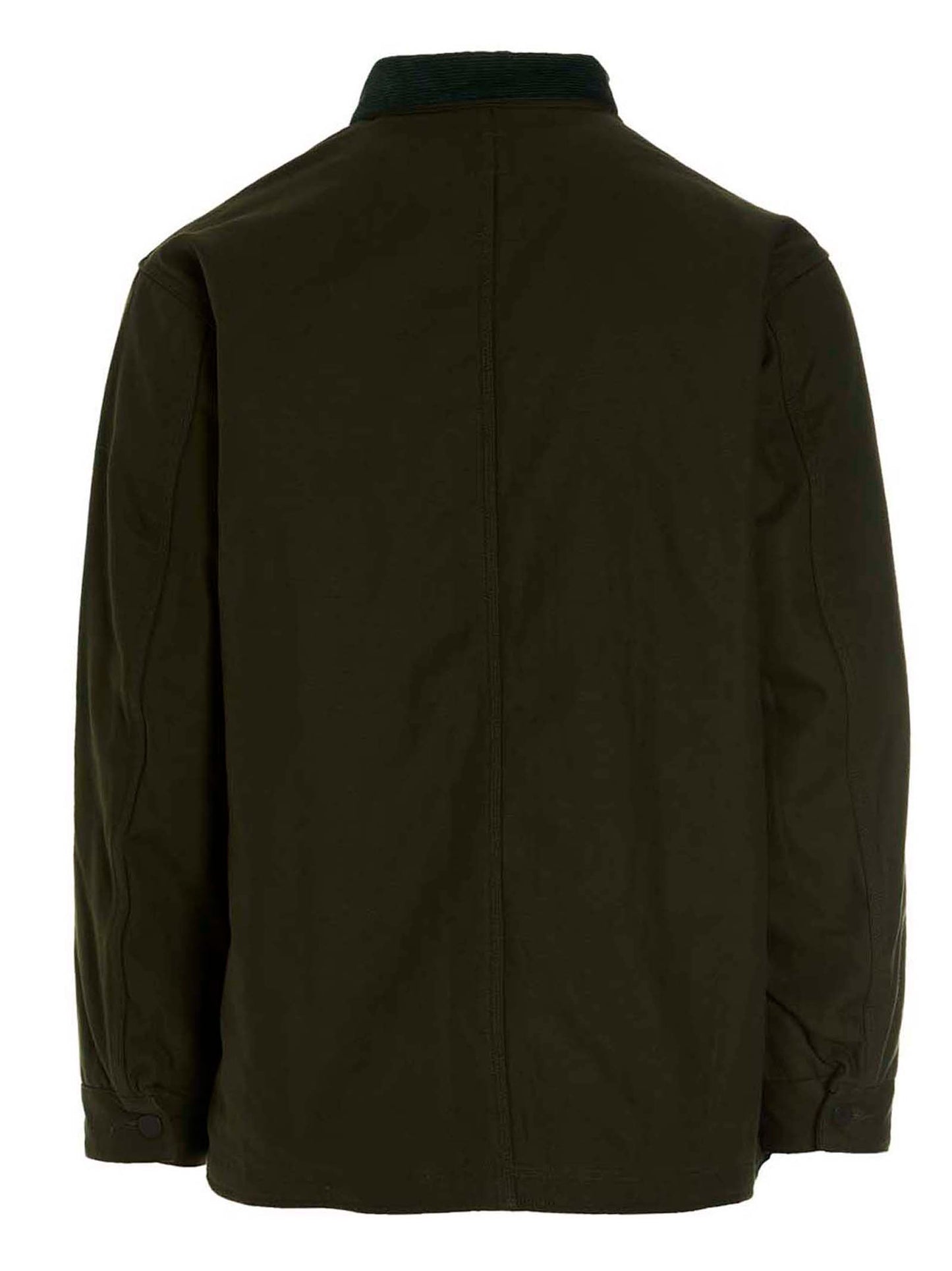 Overcoat by SOUTH2 WEST8 for men in cotton corduroy bicolour & green features an voluminous silhouette, showcasing distinct pockets and a voluminous for a truly voluminous aesthetic.