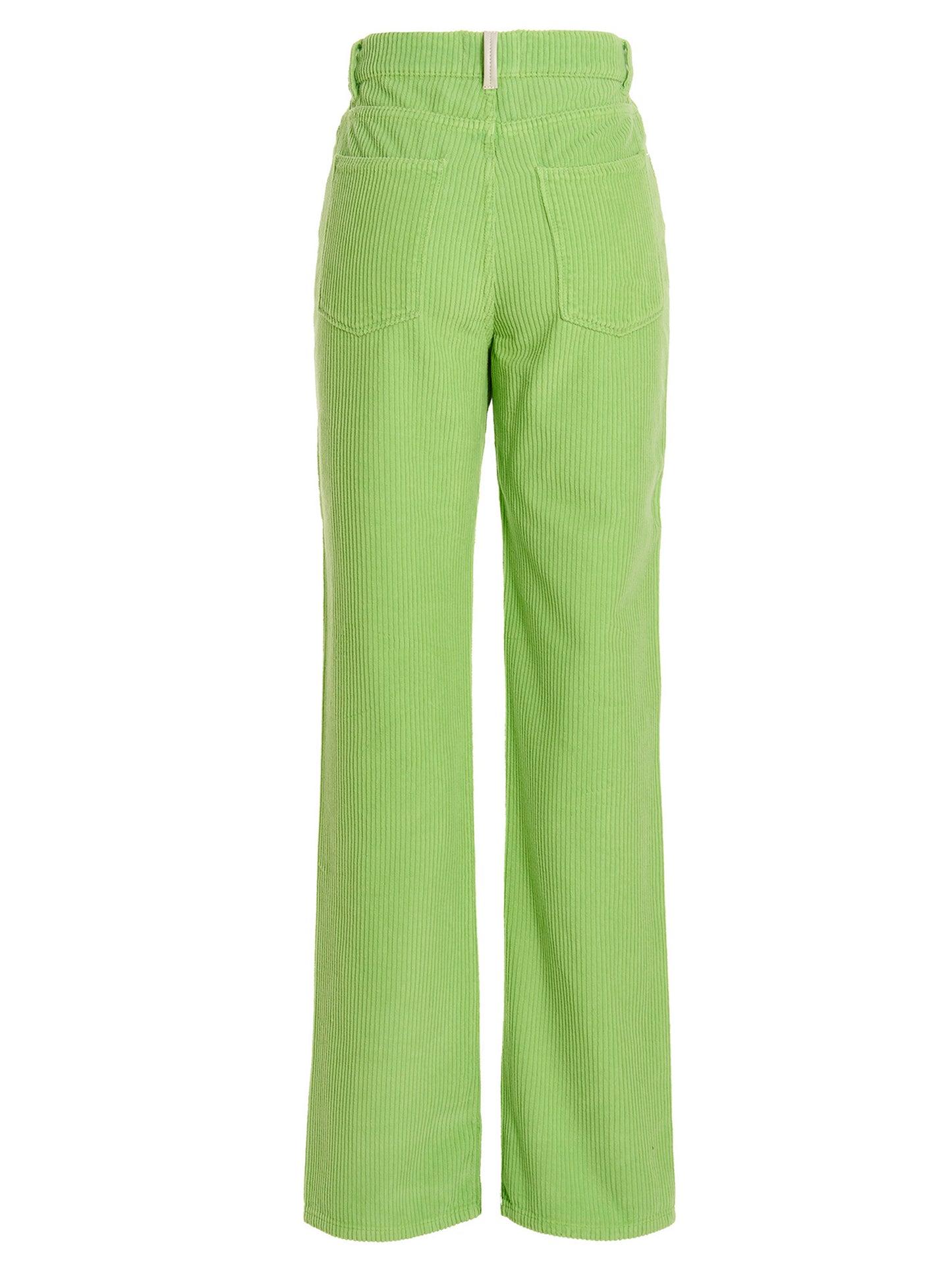 Trousers by Wandler for women in cotton corduroy bicolour, green & rose features a artisanal silhouette, showcasing a sophisticated straight-leg with a long and high rise for a artisanal finish.