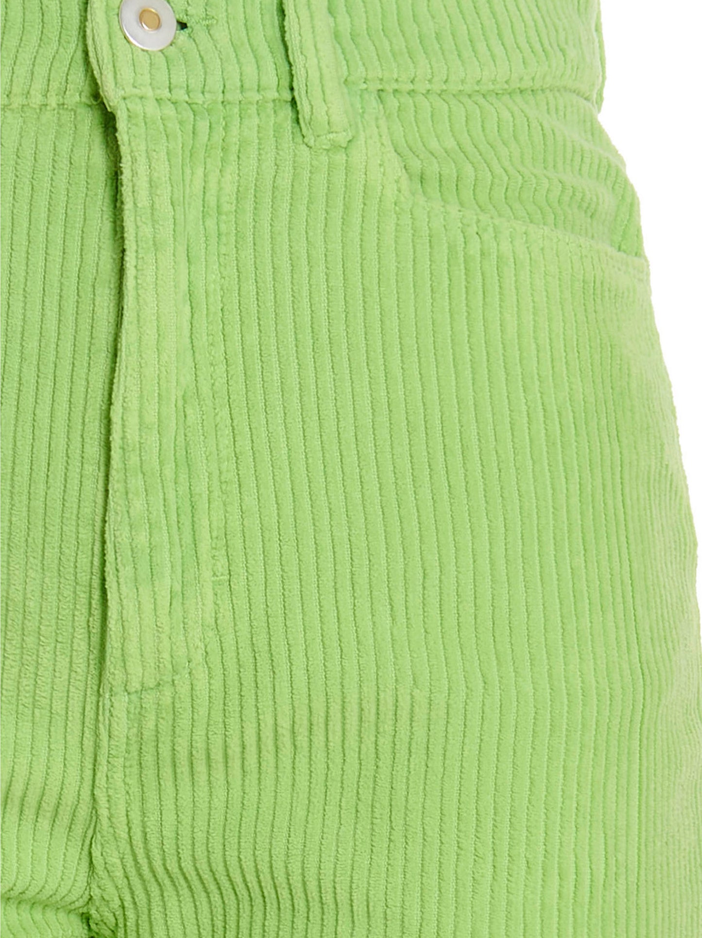 Trousers by Wandler for women in cotton corduroy bicolour, green & rose features an on trend silhouette, showcasing a sophisticated straight-leg with a long and high rise for an on trend finish.