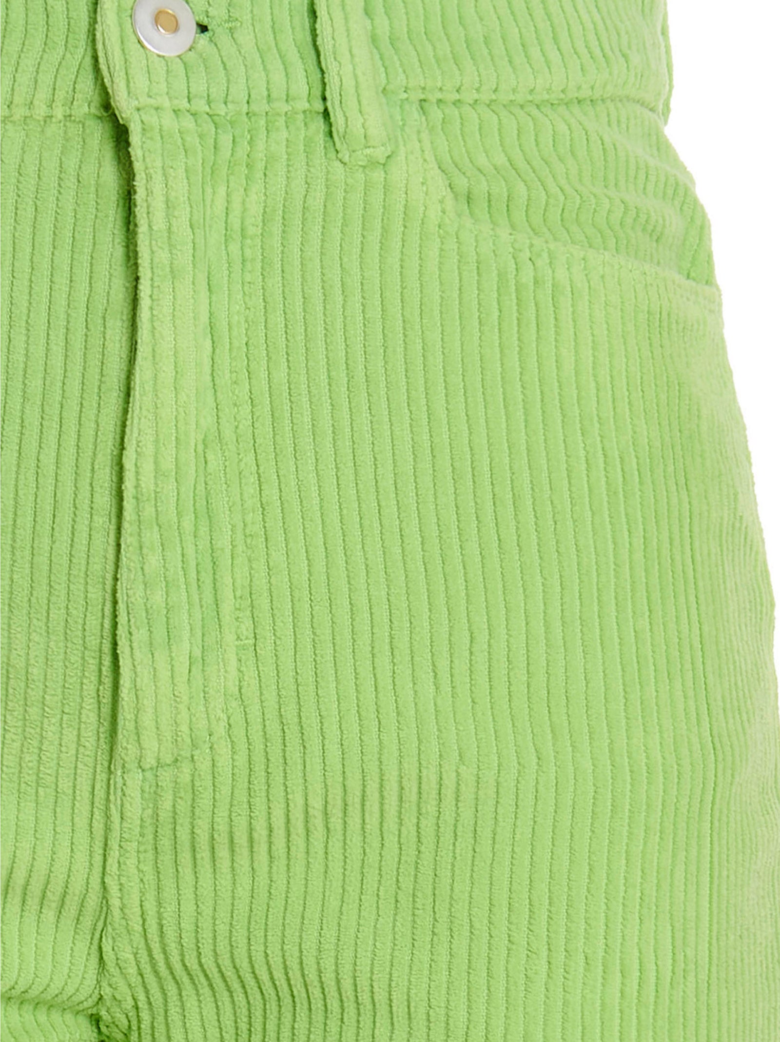 Trousers by Wandler for women in cotton corduroy bicolour, green & rose features an on trend silhouette, showcasing a sophisticated straight-leg with a long and high rise for an on trend finish.
