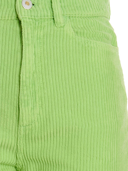 Trousers by Wandler for women in cotton corduroy bicolour, green & rose features an on trend silhouette, showcasing a sophisticated straight-leg with a long and high rise for an on trend finish.