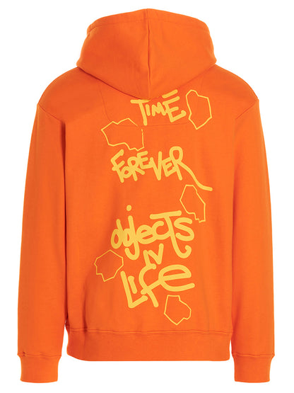 Sweatshirt Hoodie by Objects IV Life for men in cotton orange & print features a edgy silhouette, detailed with a edgy hooded neckline and for a refined finish.