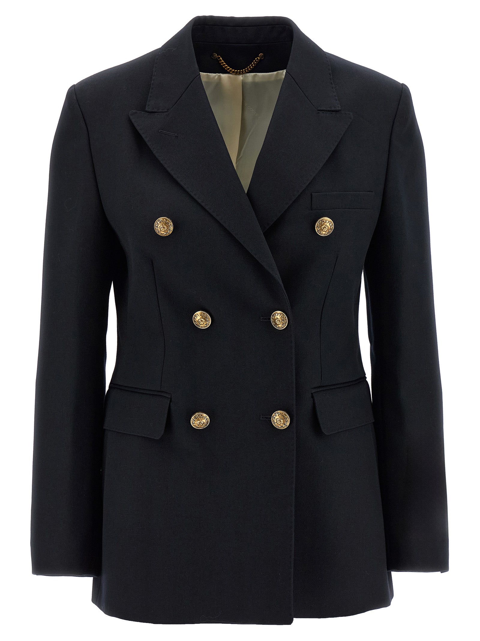 Blazer by Golden Goose for women in virgin wool polyester & cupro blue & monogram presents a distinguished silhouette, detailed with a distinguished and distinctive for a truly sophisticated finish.