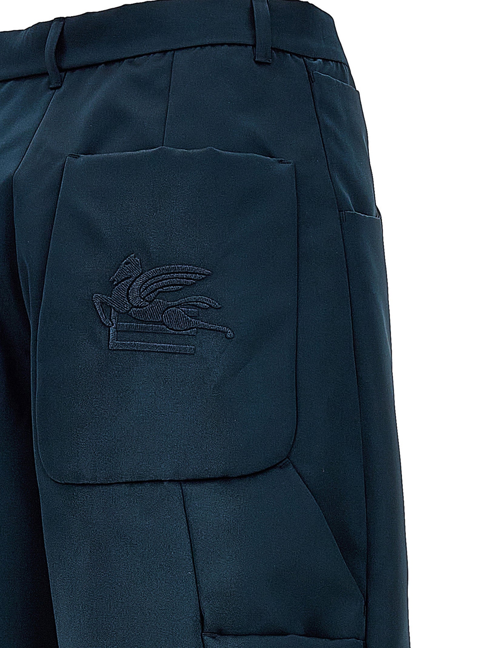 Cargo Pants by Etro for women in polyester blue features an stylish with a long and high rise, expertly finished with stylish utility detailing.