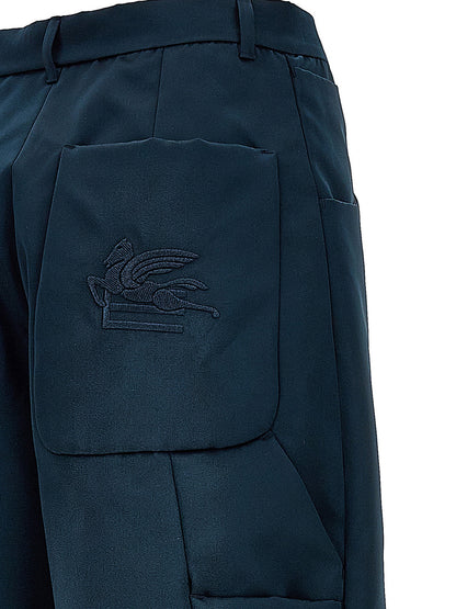 Cargo Pants by Etro for women in polyester blue features an stylish with a long and high rise, expertly finished with stylish utility detailing.