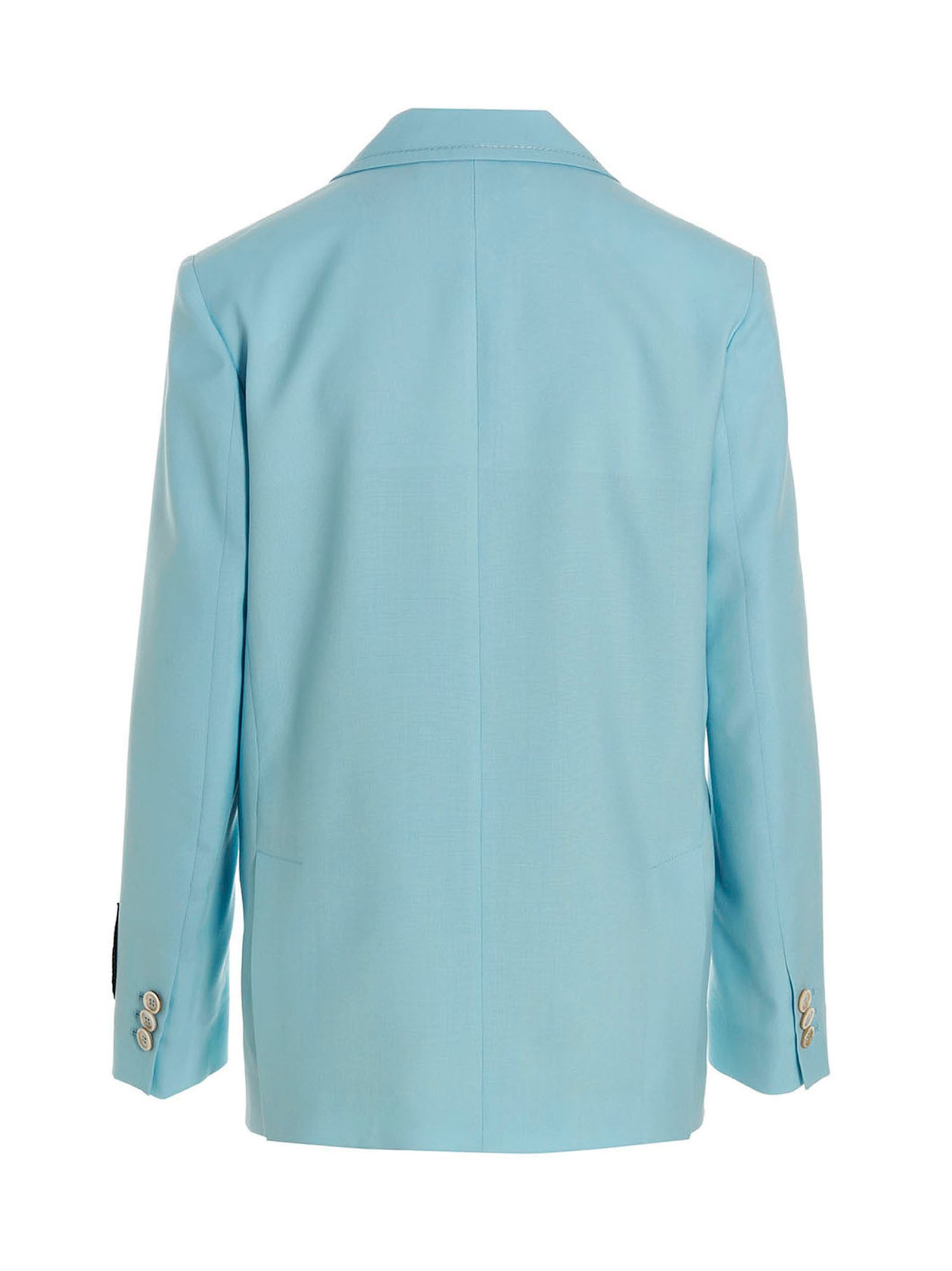 This Blazer by Marni for women in virgin wool light-blue presents a tailored silhouette, meticulously tailored with a tailored and distinctive for a tailored finish.
