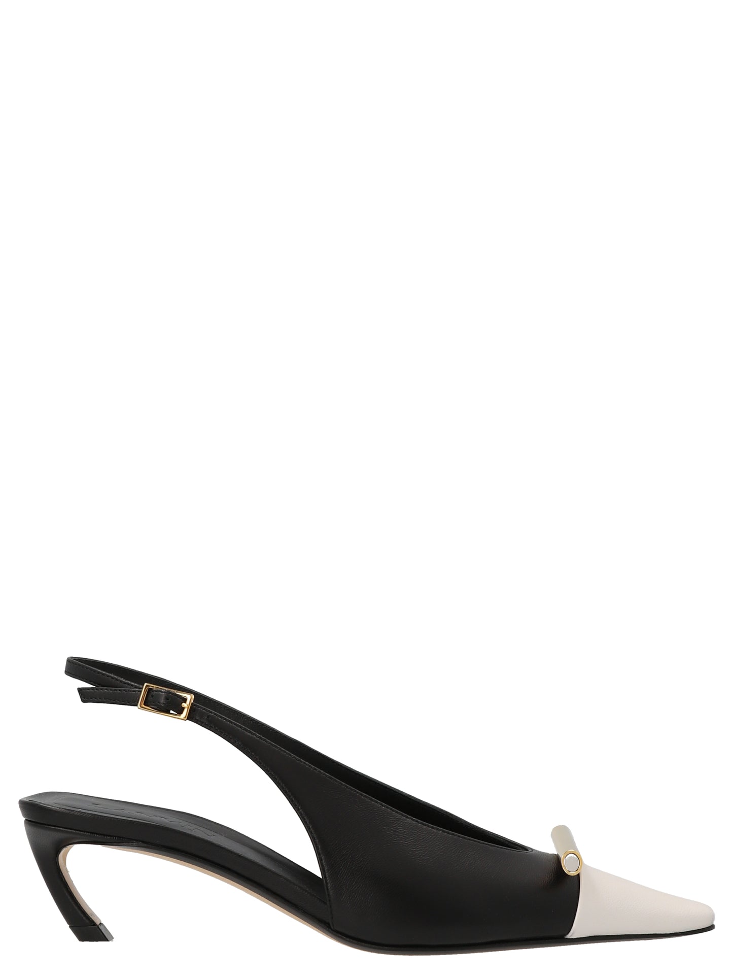 Low-Heel Mid-Heel Slingback Pumps Heels by Lanvin for women in goatskin leather and bicolour, black & white showcases a effortlessly elegant silhouette as Women's Goatskin Leather Low-Heel Mid-Heel Slingback Pumps Heels, featuring a effortlessly elegant low-heel mid-heel and a effortlessly elegant for an elegant look.
