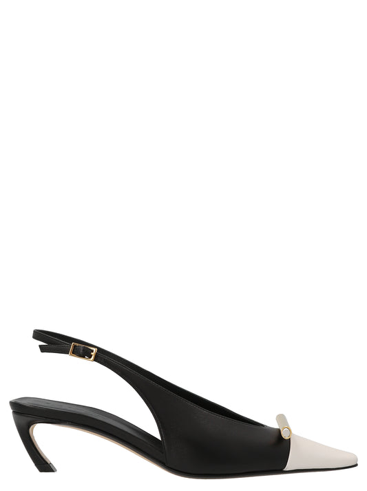 Low-Heel Mid-Heel Slingback Pumps Heels by Lanvin for women in goatskin leather and bicolour, black & white showcases a effortlessly elegant silhouette as Women's Goatskin Leather Low-Heel Mid-Heel Slingback Pumps Heels, featuring a effortlessly elegant low-heel mid-heel and a effortlessly elegant for an elegant look.
