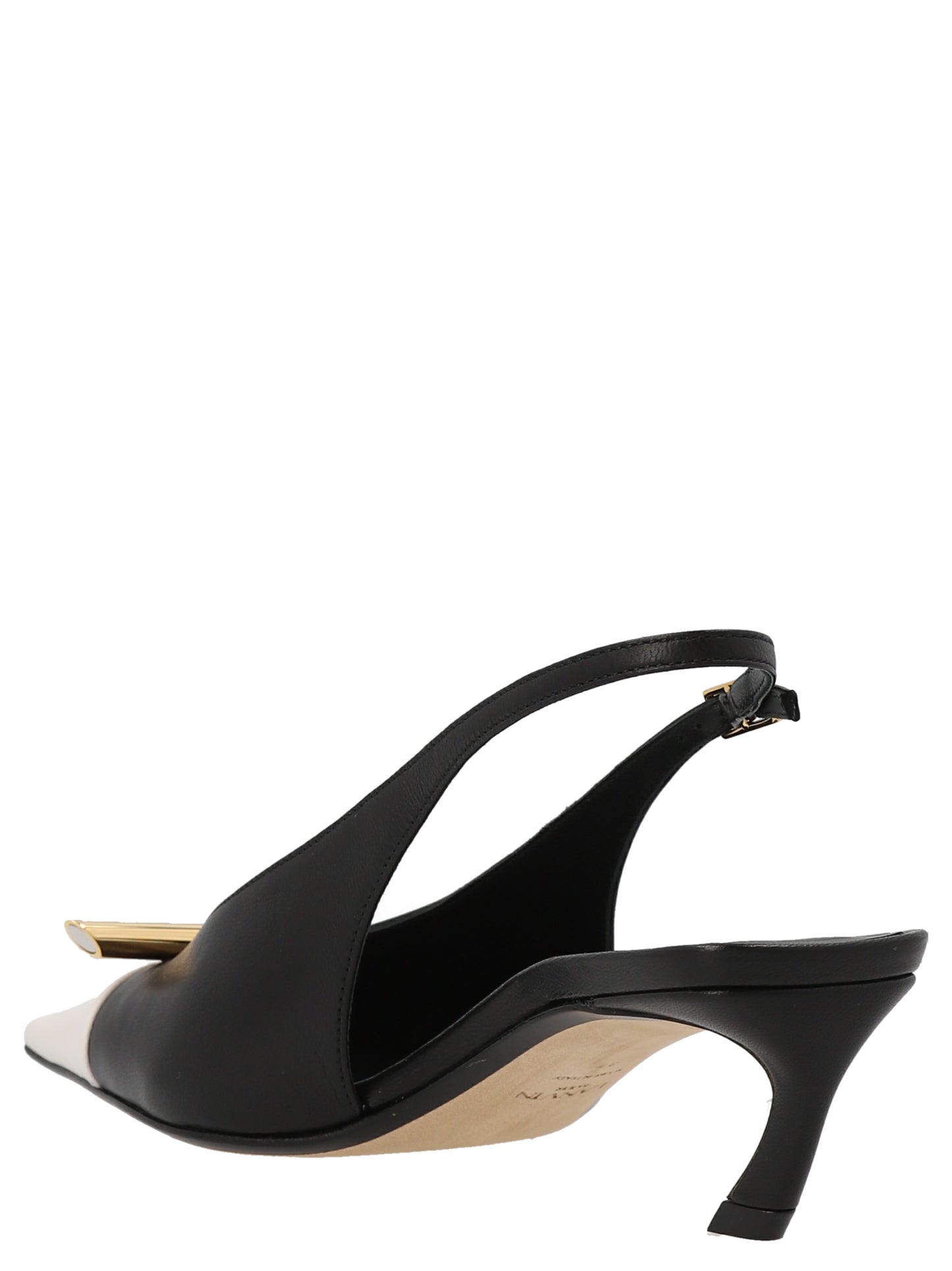 Low-Heel Mid-Heel Slingback Pumps Heels by Lanvin for women in goatskin leather bicolour, black & white features a effortless chic silhouette, showcasing the Women's Goatskin Leather Low-Heel Mid-Heel Slingback Pumps Heels design with a effortless chic low-heel mid-heel and for a effortless chic finish.