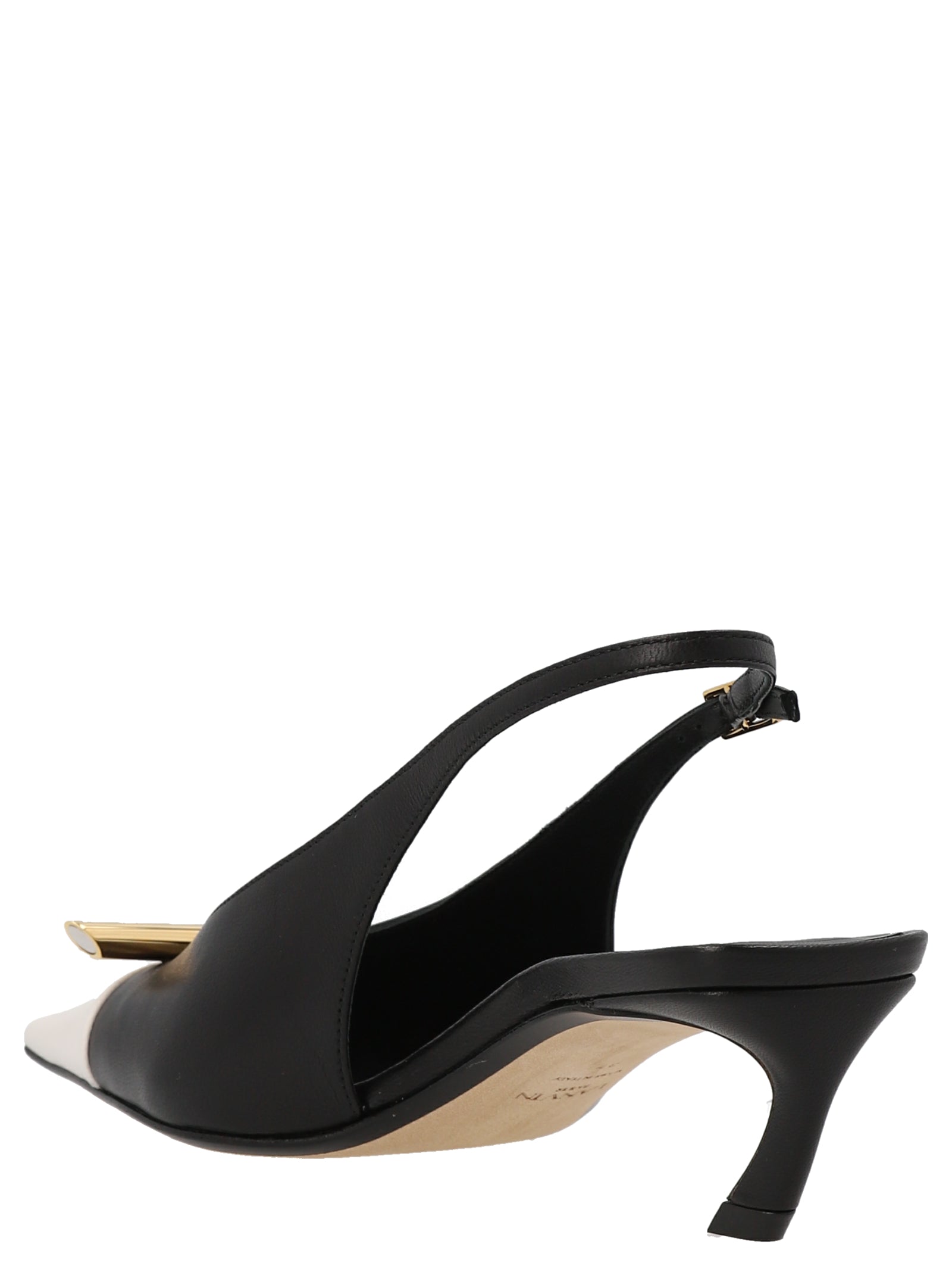Low-Heel Mid-Heel Slingback Pumps Heels by Lanvin for women in goatskin leather bicolour, black & white features a effortless chic silhouette, showcasing the Women's Goatskin Leather Low-Heel Mid-Heel Slingback Pumps Heels design with a effortless chic low-heel mid-heel and for a effortless chic finish.