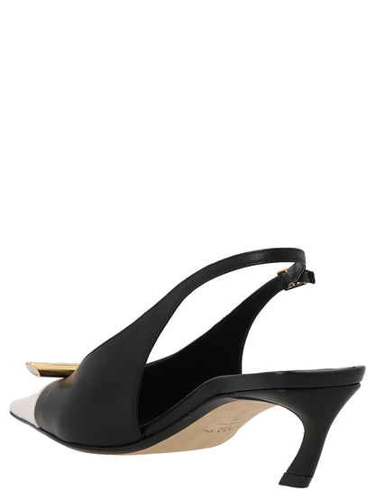 Low-Heel Mid-Heel Slingback Pumps Heels by Lanvin for women in goatskin leather bicolour, black & white features a effortless chic silhouette, showcasing the Women's Goatskin Leather Low-Heel Mid-Heel Slingback Pumps Heels design with a effortless chic low-heel mid-heel and for a effortless chic finish.