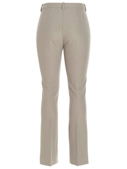 Trousers by S Max Mara for women in stretch viscose cotton beige presents a smart silhouette, meticulously detailed with a smart flared, a smart long, and a smart .