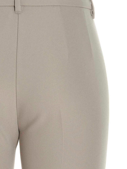 Trousers by S Max Mara for women in stretch viscose cotton beige features an on trend silhouette, showcasing a sophisticated flared with a long and for an on trend finish.