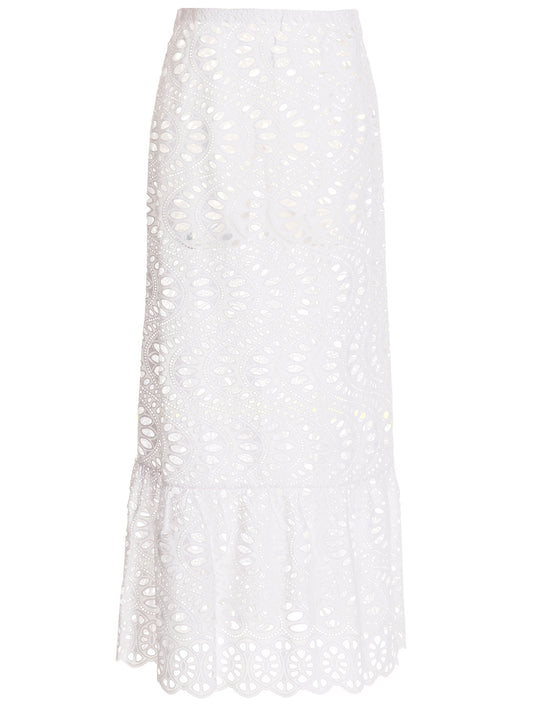 Skirt by Giambattista Valli for women in cotton white showcases a sultry silhouette, elegantly defined by its mini and the sophisticated sultry design of the Women's Cotton Skirt.