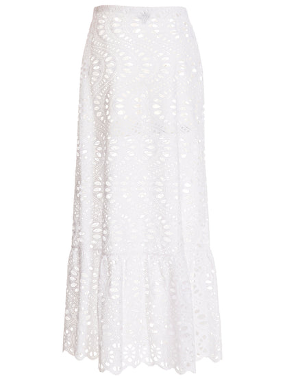 Skirt by Giambattista Valli for women in cotton white features a contoured silhouette from the Women's Cotton Skirt collection, characterized by its contoured mini for a contoured finish.
