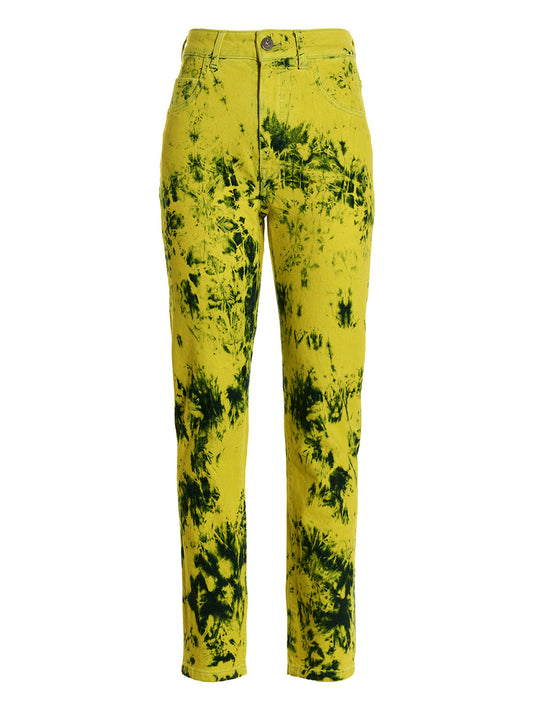Jeans by Ferrari for women in stretch denim cotton bicolour, yellow, tie-dye & print presents a refined pantology silhouette, artfully defined by a refined pantology , long, and a sophisticated .