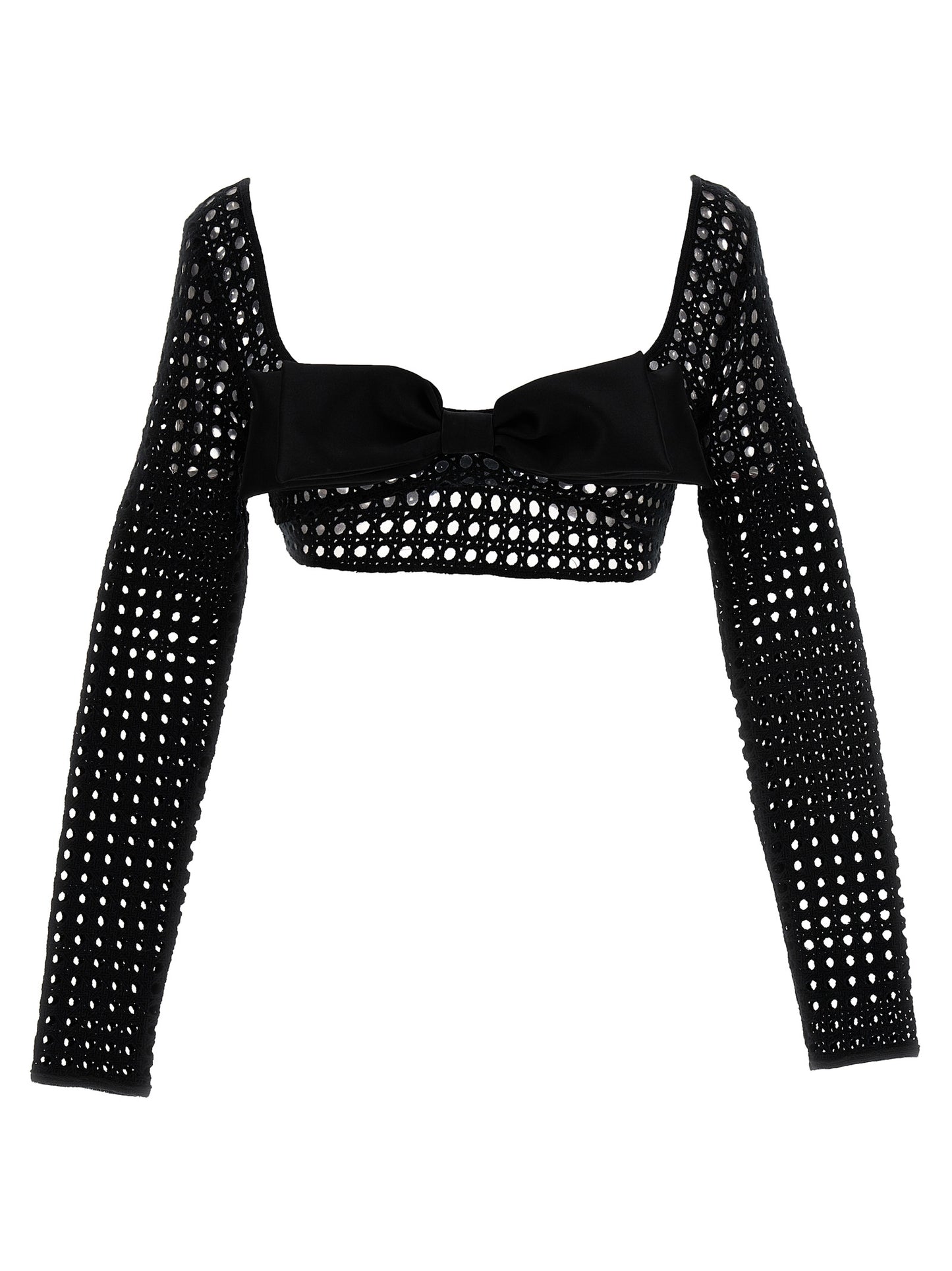 T-Shirt by Giambattista Valli for women in stretch polyester black showcases a fashionable silhouette, elegantly detailed with a fashionable long-sleeve and for a sophisticated, high-fashion look.