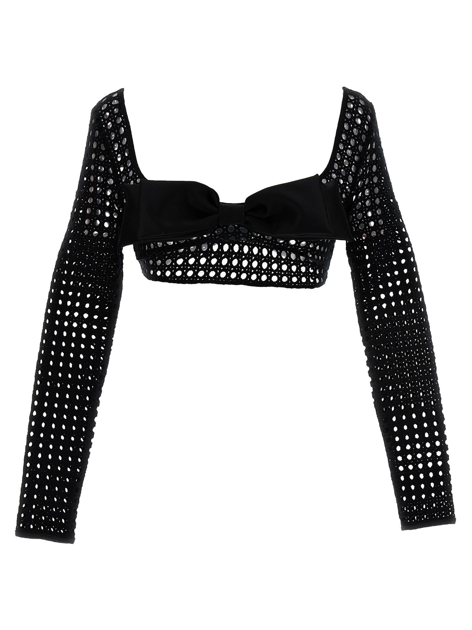 T-Shirt by Giambattista Valli for women in stretch polyester black showcases a fashionable silhouette, elegantly detailed with a fashionable long-sleeve and for a sophisticated, high-fashion look.