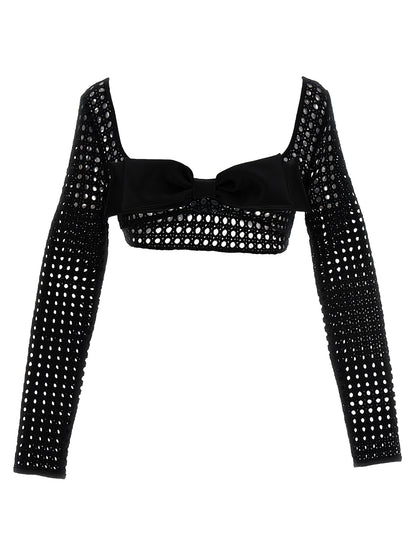 T-Shirt by Giambattista Valli for women in stretch polyester black showcases a fashionable silhouette, elegantly detailed with a fashionable long-sleeve and for a sophisticated, high-fashion look.