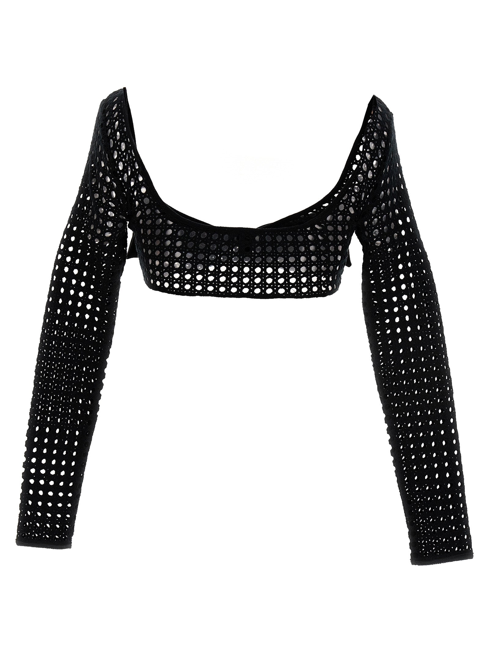 T-Shirt by Giambattista Valli for women in stretch polyester black showcases a dramatic silhouette, elegantly detailed with a dramatic and for a truly dramatic finish.