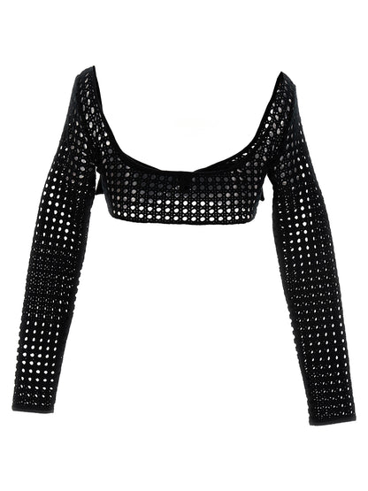 T-Shirt by Giambattista Valli for women in stretch polyester black showcases a dramatic silhouette, elegantly detailed with a dramatic and for a truly dramatic finish.